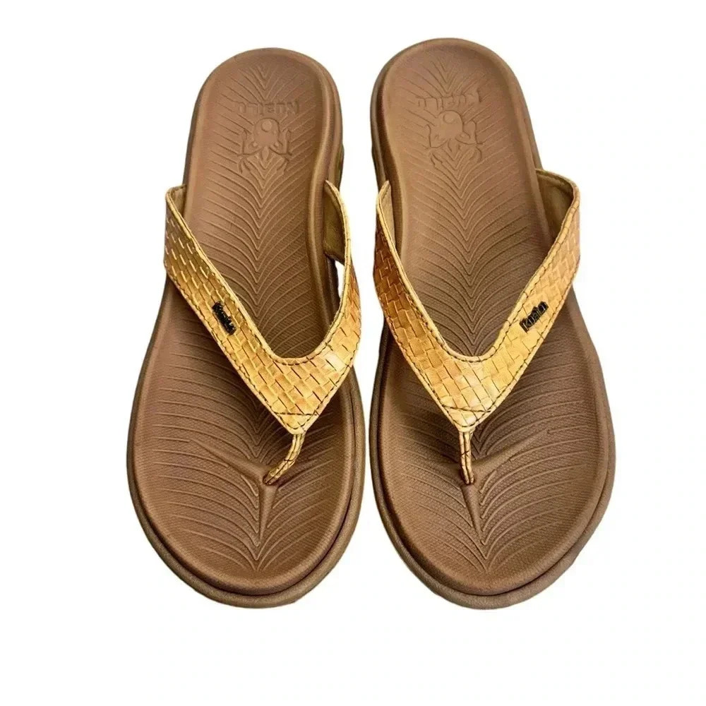 KuaiLu Brown Yoga Mat Flip Flops Tan Thong Sandals Size Euro 41 US 10